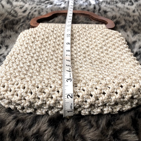 Vintage Handmade Macrame Tan Handbag - Picture 5 of 8